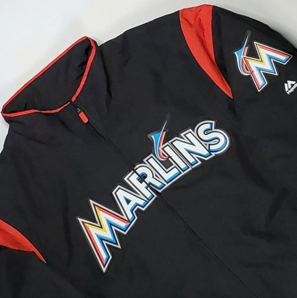 Majestic MLB Miami Marlins Baseball Therma Base Full Zip Jacket